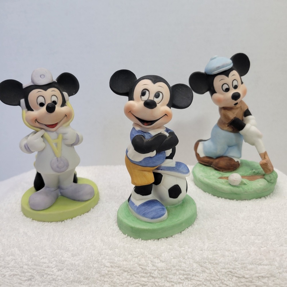 Disney Gift Ware LOT OF 3 Mickey Mouse Golf Soccer Doctor Matte Hand Painted